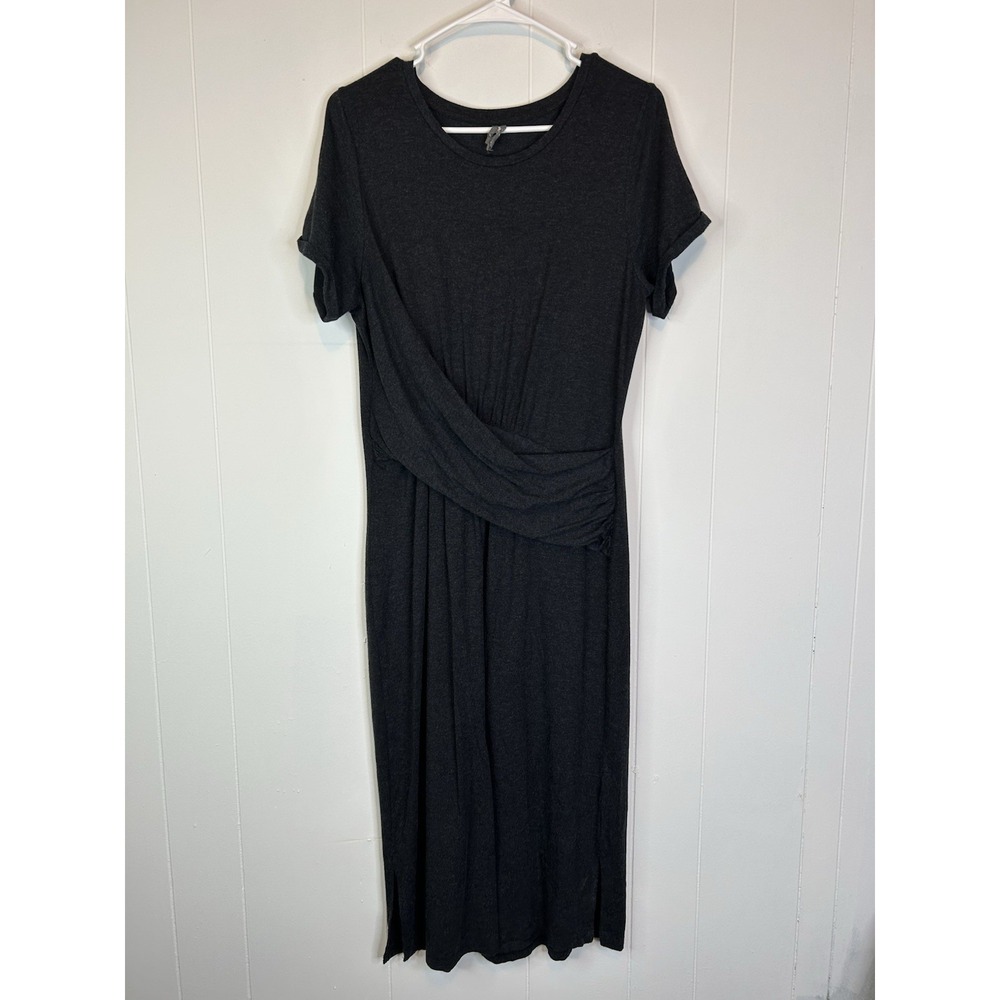 Anthropologie Women's Size Medium Faux Wrap Dress Short Sleeve Charcoal 163